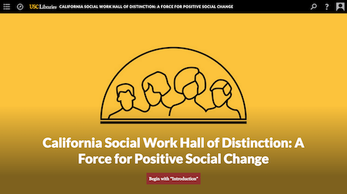 screenshot for digital exhibition, california social work