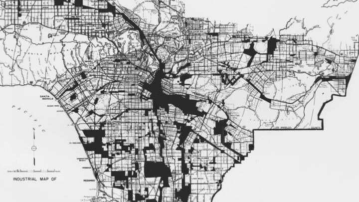 Map of Los Angeles County, ca. 1950