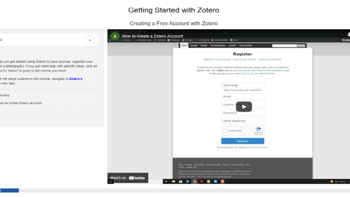 First page of "Getting Started with Zotero" LibWizard tutorial.
