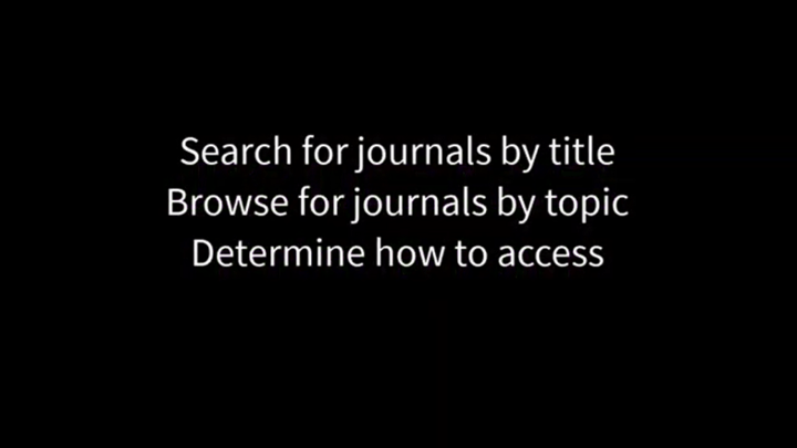 The learning objectives for this video are to search for journals by title, browse for journals by topic, and determine how to access journals. 