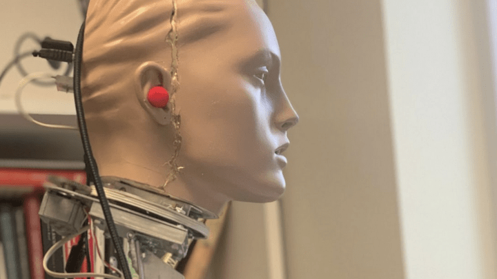 mannequin head connected to swivel base