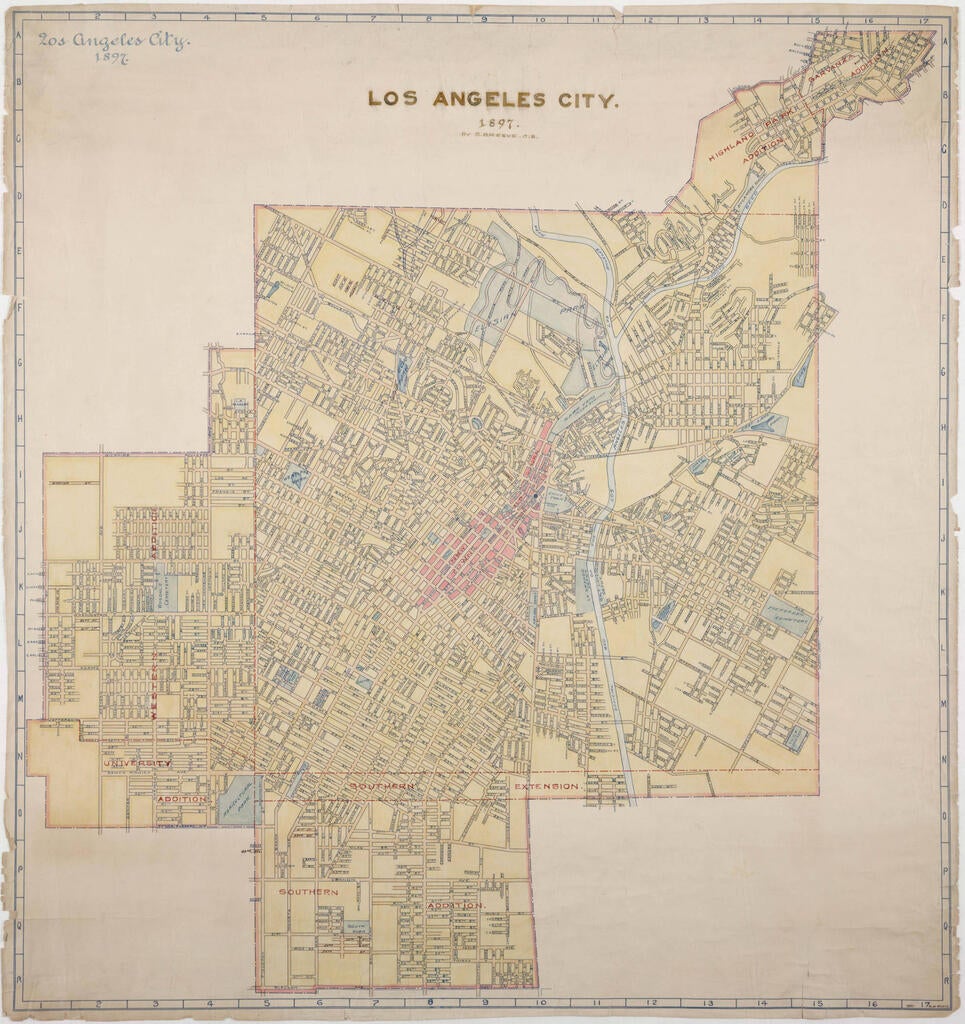 Map of "Los Angeles City," 1897, SR_Map_0744, The Huntington Library, San Marino, California