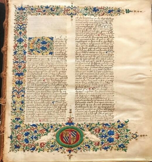 HOOSE LIBRARY COLLECTIONS, 1480, Petrus, de Palude, Call # Z105.5 1480 .P48, Belonged to Federigo da Montefeltro, a Duke of Urbino.