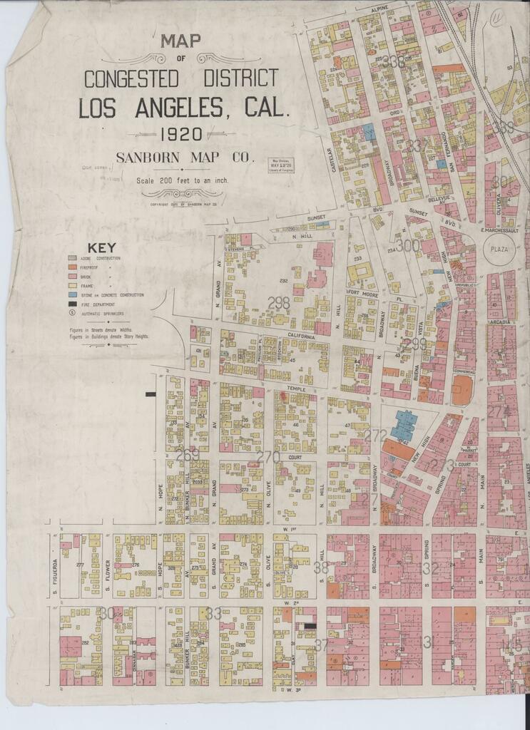 Sanborn Fire Insurance Map of Los Angeles, 1920, courtesy of the Library of Congress Geography and Map Division